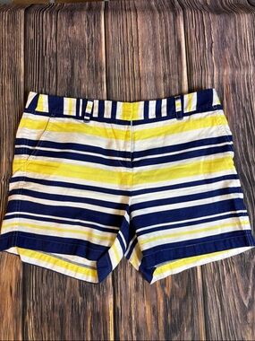Vineyard Vines Navy, White & Yellow Striped High Waist Shorts (0054)